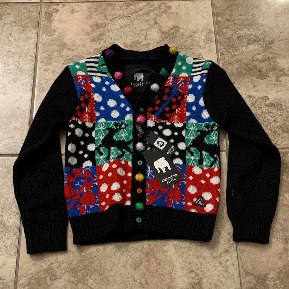 American Stitch S Christmas Colorful Knit Cardigan sweater NEW small